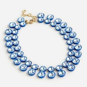 NWT J. Crew Blue Crystal Sparkly Double Drop Necklace